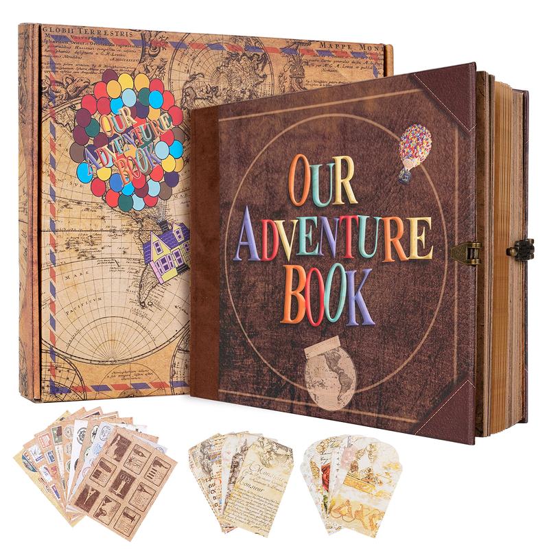 Our Adventure Book Scrapbook Photo Album Retro Style Embossed Letter Cover Travel Diary Journal Scrap Book Kit Mother's Day Gifts Valentine's Day