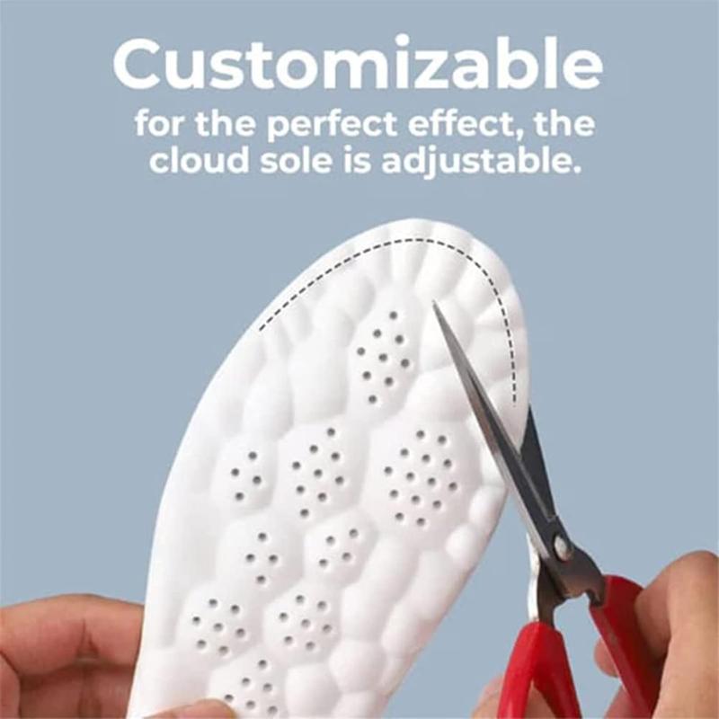Cloud Insoles for Men and Women - 4D Technology Insole,Sports Shoes Insoles,Keeps feet balanced and upright,One size fits most, adjustable by cutting along the curling line.- U-Shaped Memory Foam Insoles (Men: US 7.5-10.5)
