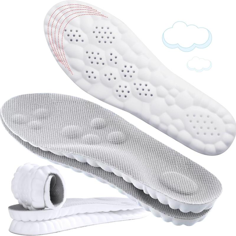 Cloud Insoles for Men and Women - 4D Technology Insole,Sports Shoes Insoles,Keeps feet balanced and upright,One size fits most, adjustable by cutting along the curling line.- U-Shaped Memory Foam Insoles (Men: US 7.5-10.5)