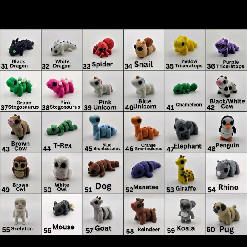 Strong & Durable Pocket Pets - Cute 3D Printed Articulating Mini Fidget Sensory Baby Animals For Road Trips or Party Bags Articulated Figures Action Figures