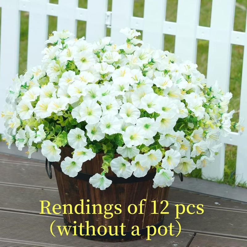 Artificial Flower, 12pcs/set Simulated 7-head Eucalyptus Morning Glory Fake Flower, Decorative Flowers for Home Garden Outdoor Decoration, Artificial Mixed Flower