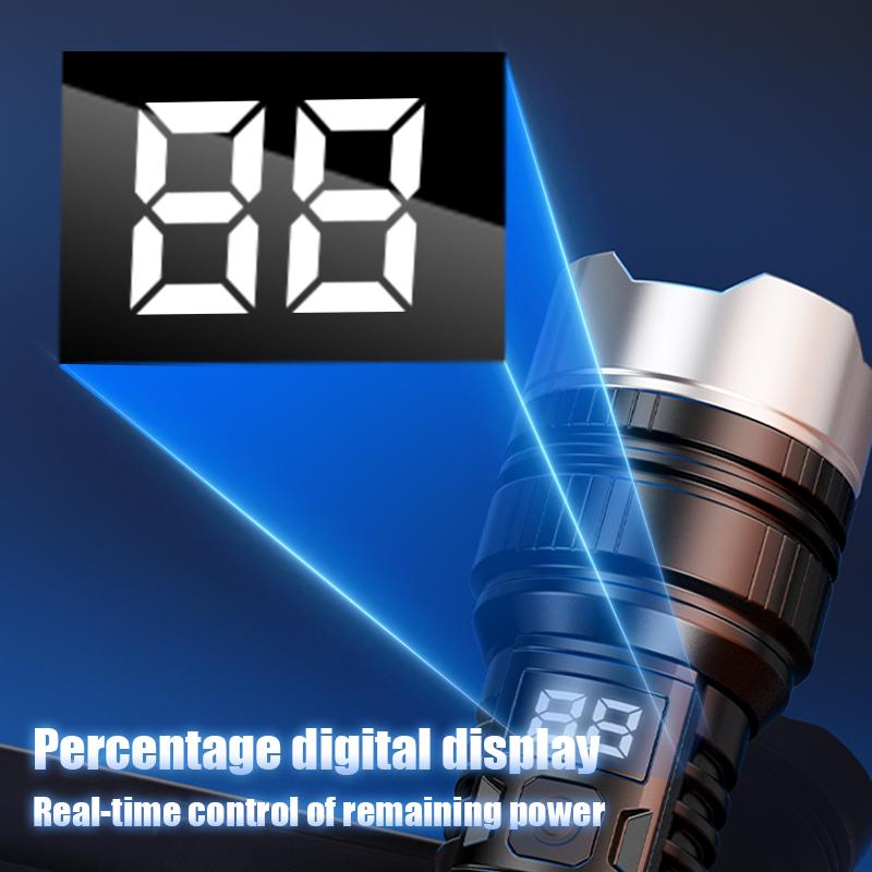 Rechargeable Flashlights High Lumens, 5 Modes Zoomable Linternas with LCD Digital Display, Super Bright Flashlight, Adjustable Tactical Flash Light, High Powered Flash Light, LED Flashlight for Emergency Home