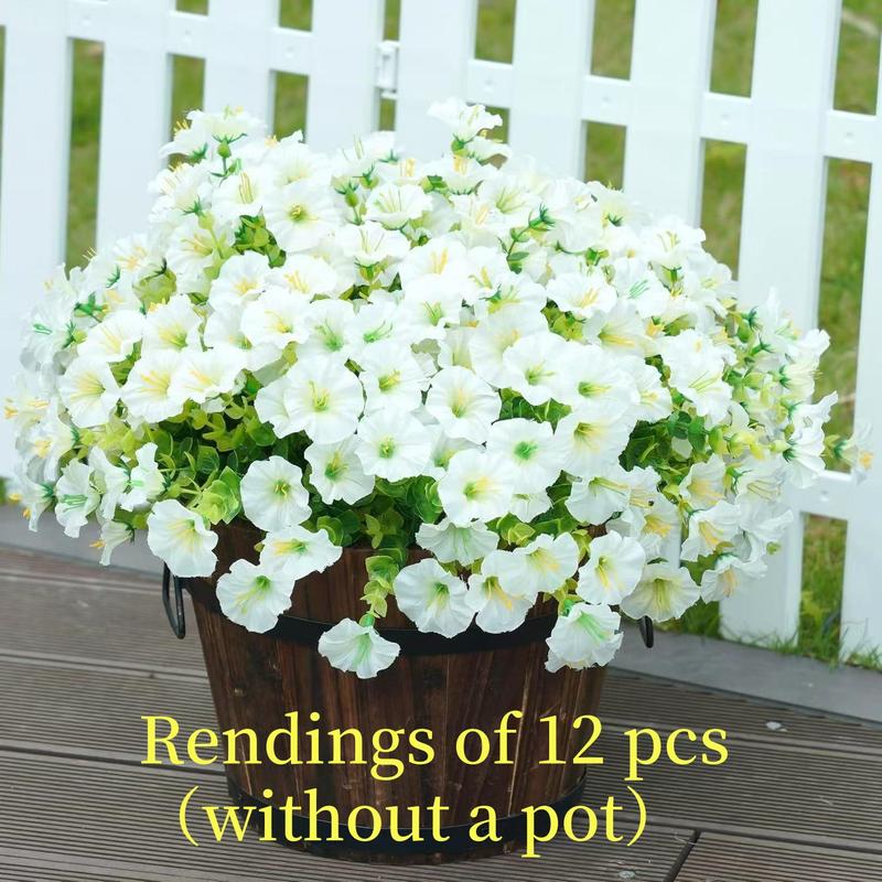 Artificial Flower, 12pcs/set Simulated 7-head Eucalyptus Morning Glory Fake Flower, Decorative Flowers for Home Garden Outdoor Decoration, Artificial Mixed Flower