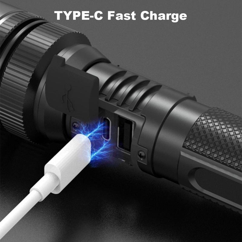 BRIGHT FLASHLIGHT | USB Rechargeable | Zoomable | Camping,Emergencies & More,Must-Have!