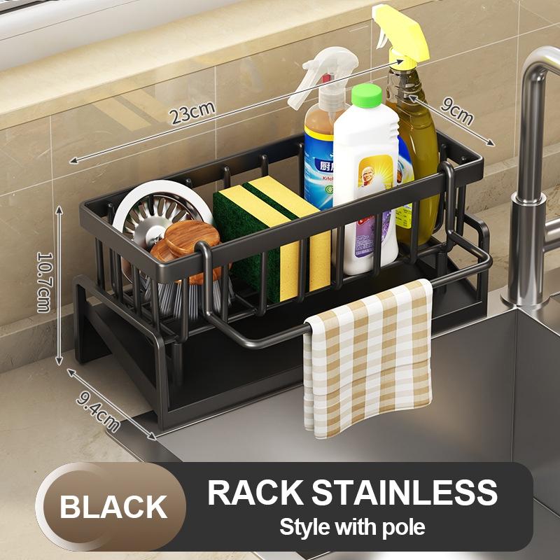 kitchen storage rack tap Metal Sponge Drainer Rack With Towl Holder Kitchen Bathroom Sink Organizer Rack Soap Holder Orgaizer rack tap hanging rack