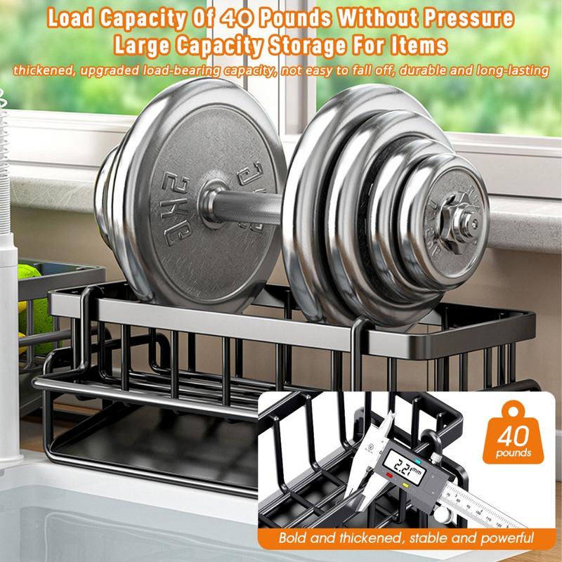 kitchen storage rack tap Metal Sponge Drainer Rack With Towl Holder Kitchen Bathroom Sink Organizer Rack Soap Holder Orgaizer rack tap hanging rack