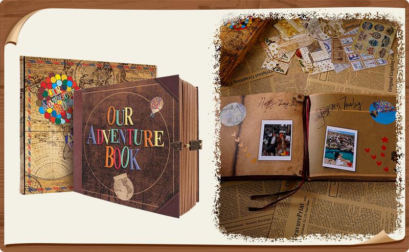 Our Adventure Book Scrapbook Photo Album Retro Style Embossed Letter Cover Travel Diary Journal Scrap Book Kit Mother's Day Gifts Valentine's Day