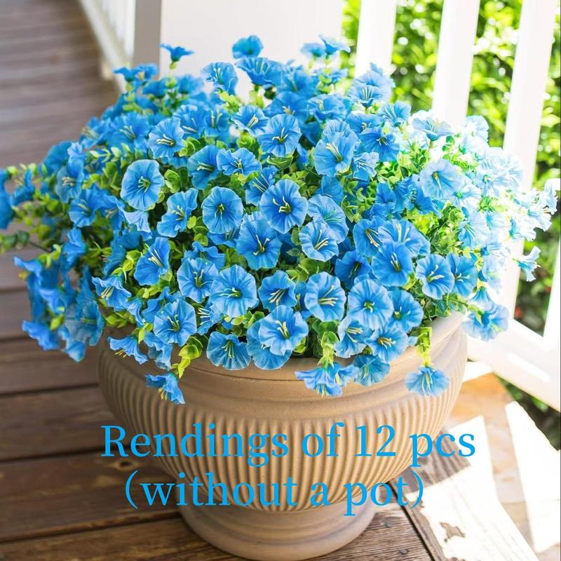 Artificial Flower, 12pcs/set Simulated 7-head Eucalyptus Morning Glory Fake Flower, Decorative Flowers for Home Garden Outdoor Decoration, Artificial Mixed Flower