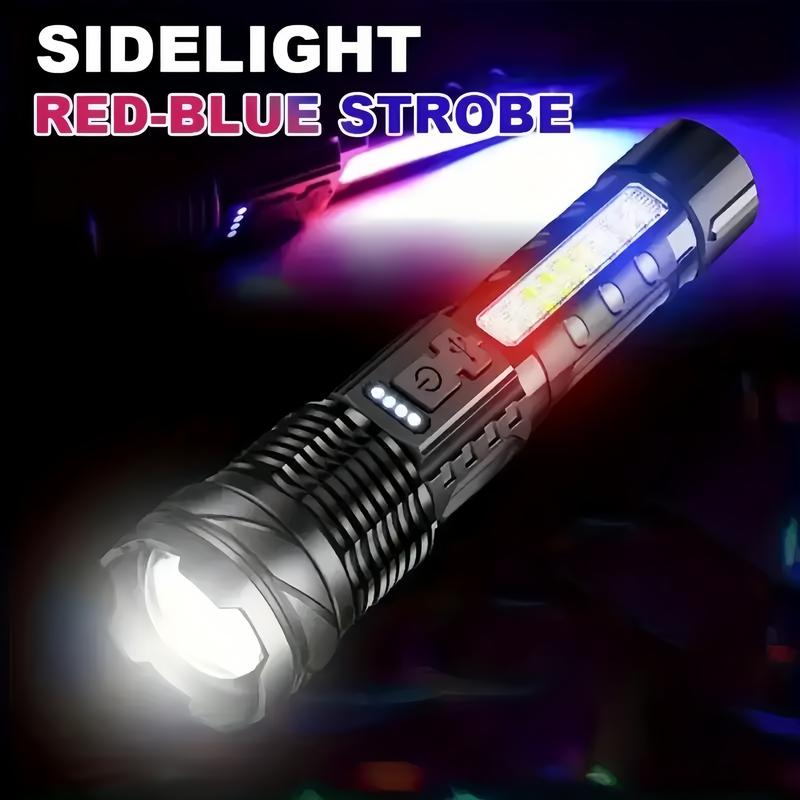 2-Pack High Lumen Flashlight LED Handheld Torch, Work Light with COB Side Light, 7 Modes, Outdoor Emergency Lighting, Hiking, Camping, Party Gift bright super tech multifunctional Portable 2-in-1 Zoomable USB Rechargeable