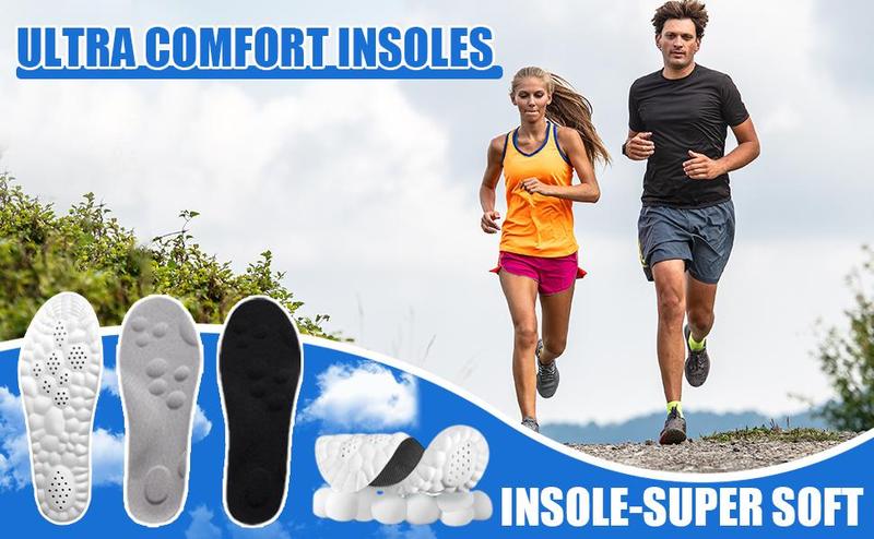 Cloud Insoles for Men and Women - 4D Technology Insole,Sports Shoes Insoles,Keeps feet balanced and upright,One size fits most, adjustable by cutting along the curling line.- U-Shaped Memory Foam Insoles (Men: US 7.5-10.5)