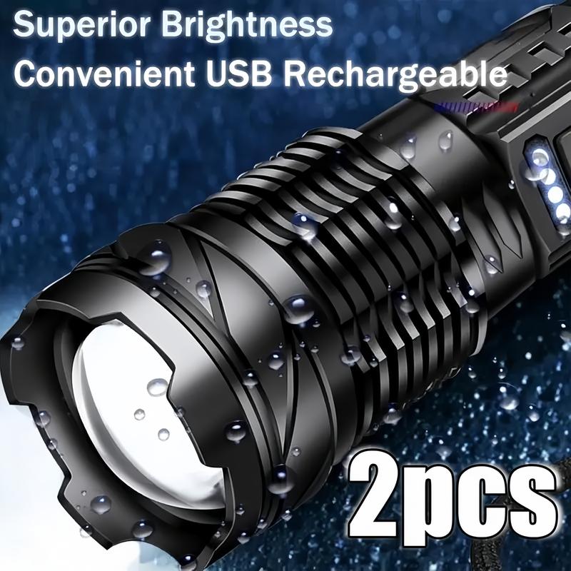 2-Pack High Lumen Flashlight LED Handheld Torch, Work Light with COB Side Light, 7 Modes, Outdoor Emergency Lighting, Hiking, Camping, Party Gift bright super tech multifunctional Portable 2-in-1 Zoomable USB Rechargeable