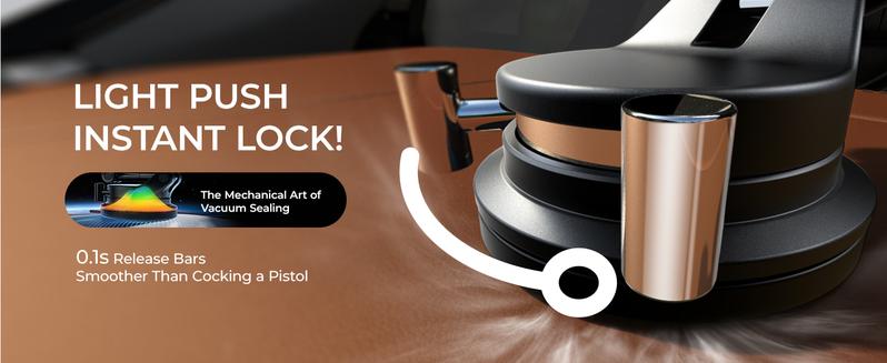 LISEN Retractable Car Phone Mount - 360° Magnetic Holder with Vacuum Suction Base, One-Touch Secure Lock, Ultra Compact Design (No Charging)