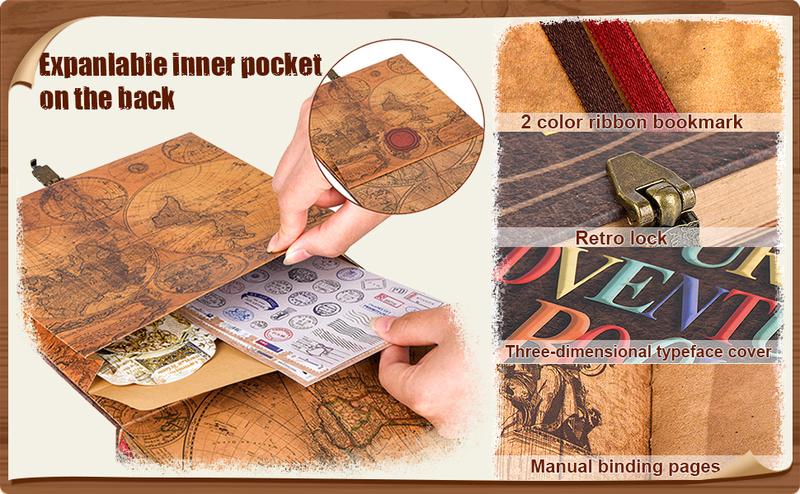 Our Adventure Book Scrapbook Photo Album Retro Style Embossed Letter Cover Travel Diary Journal Scrap Book Kit Mother's Day Gifts Valentine's Day