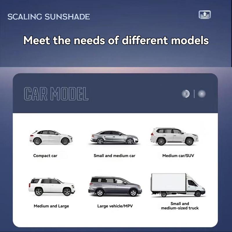 Vehicle Windshield Heat Protection with Retractable Sun Visor and Multi-Function Bracket Shield for UV Blocking - Car Accessories Windscreen Shade Cover Collapsible Window Sunshade