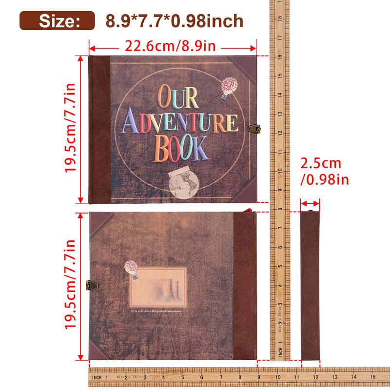 Our Adventure Book Scrapbook Photo Album Retro Style Embossed Letter Cover Travel Diary Journal Scrap Book Kit Mother's Day Gifts Valentine's Day