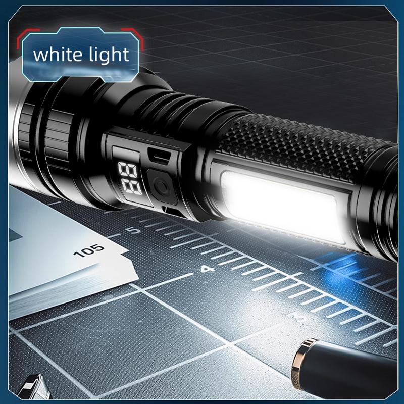 Rechargeable Flashlights High Lumens, 5 Modes Zoomable Linternas with LCD Digital Display, Super Bright Flashlight, Adjustable Tactical Flash Light, High Powered Flash Light, LED Flashlight for Emergency Home