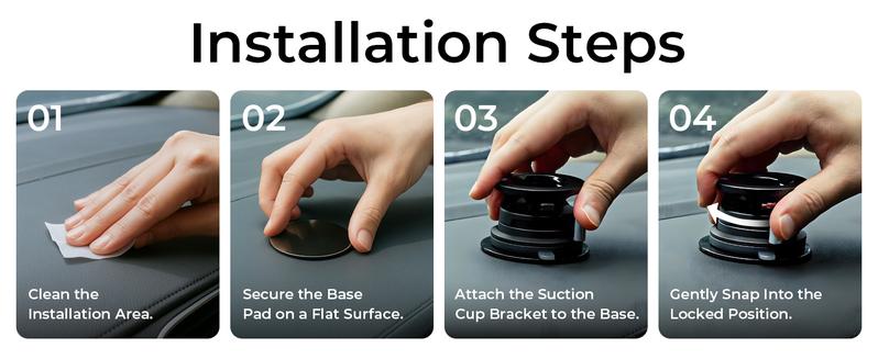 LISEN Retractable Car Phone Mount - 360° Magnetic Holder with Vacuum Suction Base, One-Touch Secure Lock, Ultra Compact Design (No Charging)