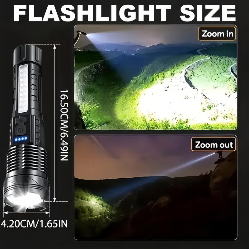 2-Pack High Lumen Flashlight LED Handheld Torch, Work Light with COB Side Light, 7 Modes, Outdoor Emergency Lighting, Hiking, Camping, Party Gift bright super tech multifunctional Portable 2-in-1 Zoomable USB Rechargeable