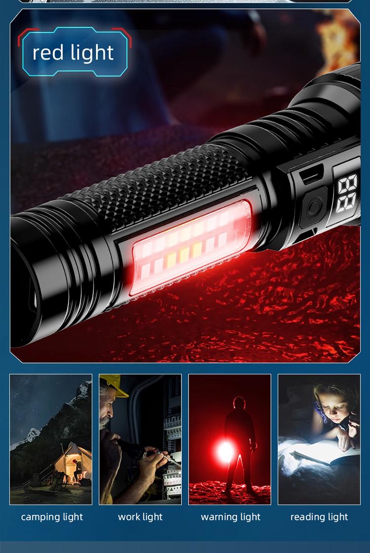 Rechargeable Flashlights High Lumens, 5 Modes Zoomable Linternas with LCD Digital Display, Super Bright Flashlight, Adjustable Tactical Flash Light, High Powered Flash Light, LED Flashlight for Emergency Home