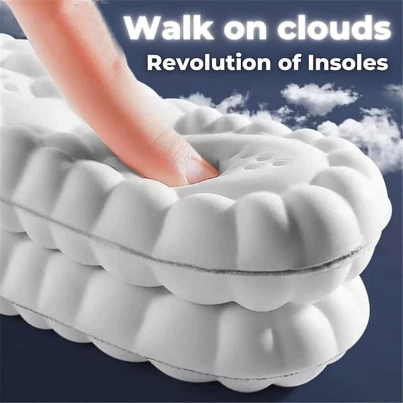 Cloud Insoles for Men and Women - 4D Technology Insole,Sports Shoes Insoles,Keeps feet balanced and upright,One size fits most, adjustable by cutting along the curling line.- U-Shaped Memory Foam Insoles (Men: US 7.5-10.5)
