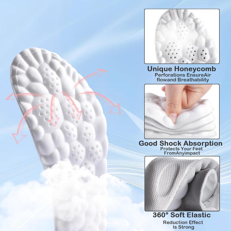 4D Insoles - 4D Cloud Technology Insole - Super Soft, Ultra Comfort Insoles, Plantar Fasciitis Insoles, 4D Sports Shoes Insoles, Acupoint Massage Insole for Foot & Joint Support