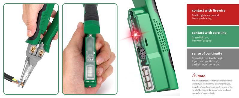 8 in 1 Wire Stripper Twister for Cutting and Pulling Wires, Cable Scissors,Voltage Tester Pliers, 12V to 250V Live,Null,Hot Wire Judgment AC DC, Audible and Flashing LED Alarms