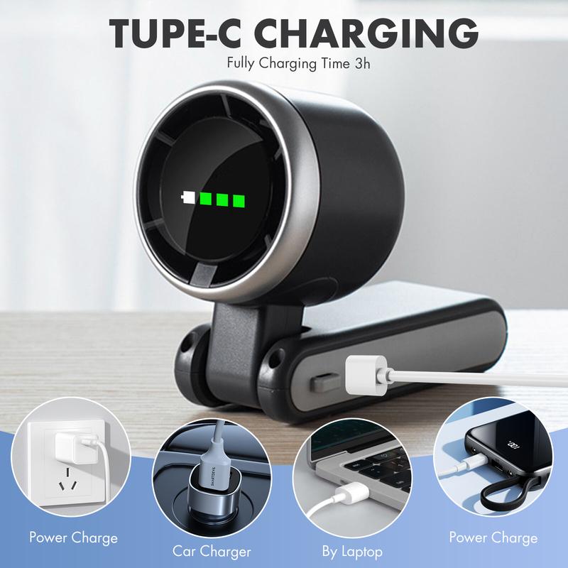 3-in-1 Handheld Turbo Cooling Fan - 5-Speed Wind Battery Powered, Portable Type-C for Outdoor Activities, Travel & Gifts