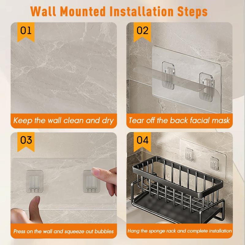 kitchen storage rack tap Metal Sponge Drainer Rack With Towl Holder Kitchen Bathroom Sink Organizer Rack Soap Holder Orgaizer rack tap hanging rack