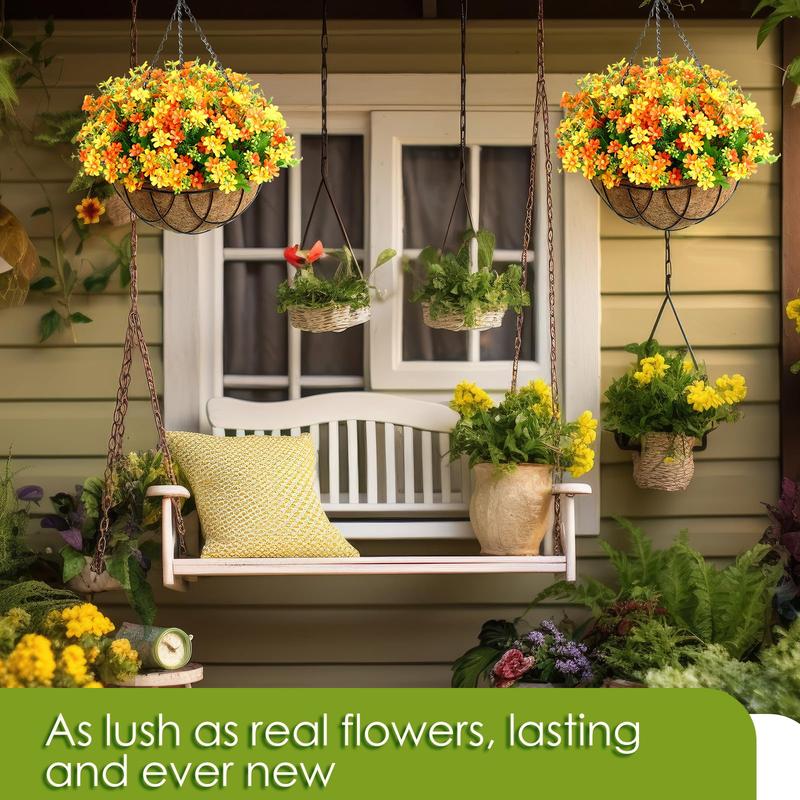 Artificial Hanging Baskets Flower Artificial Flower Faux Flowers Artificial Outdoor Plants Colorful Fake Flowers Hanging Plants for Garden Decoration Wedding Decor Summer Fall Porch Home Garden Balcony Decoration Front Porch Outdoor Decor