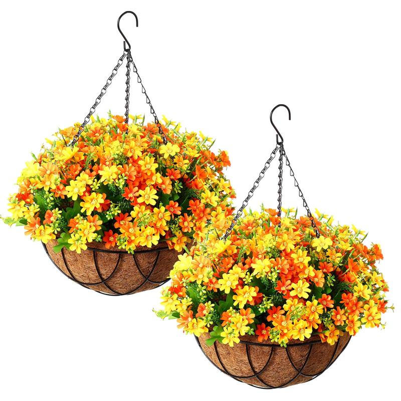 Artificial Hanging Baskets Flower Artificial Flower Faux Flowers Artificial Outdoor Plants Colorful Fake Flowers Hanging Plants for Garden Decoration Wedding Decor Summer Fall Porch Home Garden Balcony Decoration Front Porch Outdoor Decor