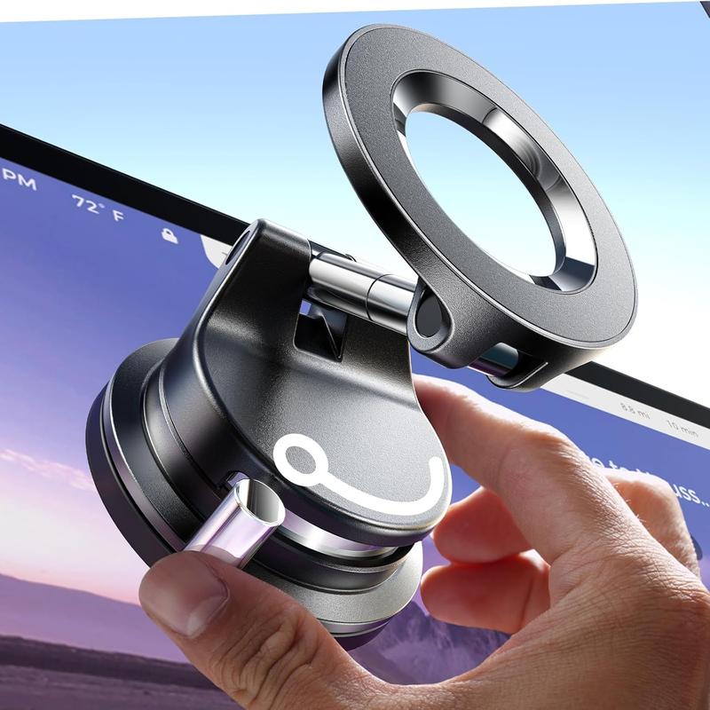 LISEN  Retractable Car Phone Mount - 360° Magnetic Holder with Vacuum Suction Base, One-Touch Secure Lock, Ultra Compact Design (No Charging)