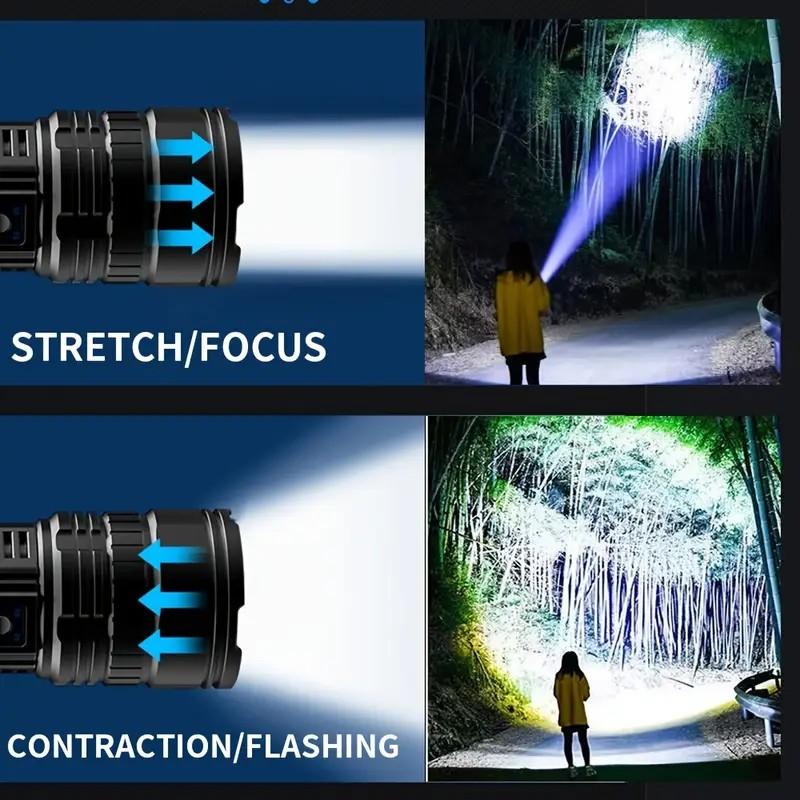 1pc Rechargeable LED Flashlights, With 5 Lighting Modes, Long Lasting Powerful Handheld Bright Flashlight For Emergencies Camping, Rescue, Hunting, Inspection, Repair Outdoor Running, Hunting, Camping, Hiking