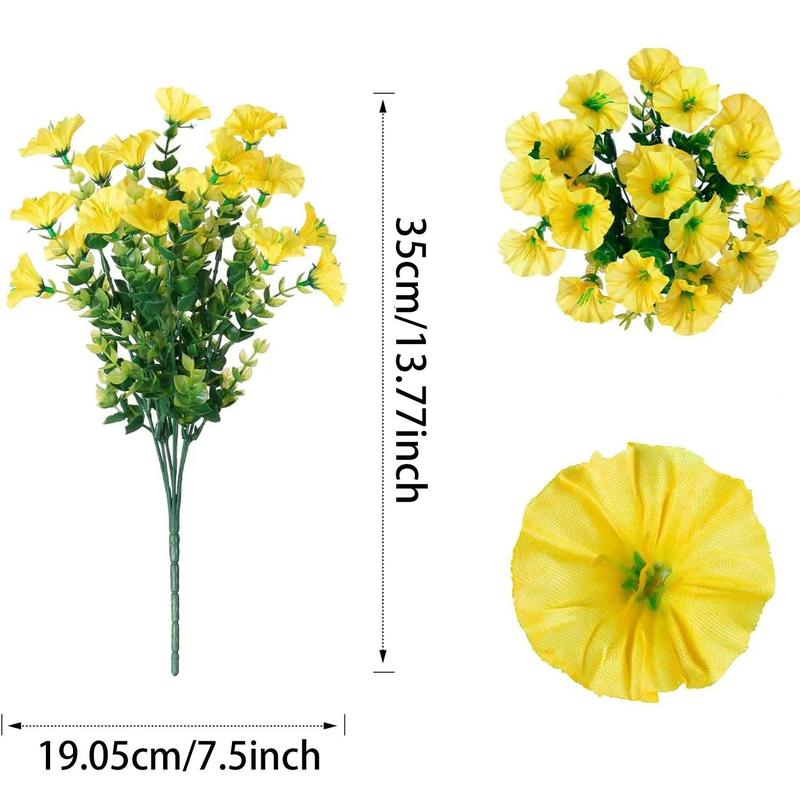 Artificial Flower, 12pcs/set Simulated 7-head Eucalyptus Morning Glory Fake Flower, Decorative Flowers for Home Garden Outdoor Decoration, Artificial Mixed Flower