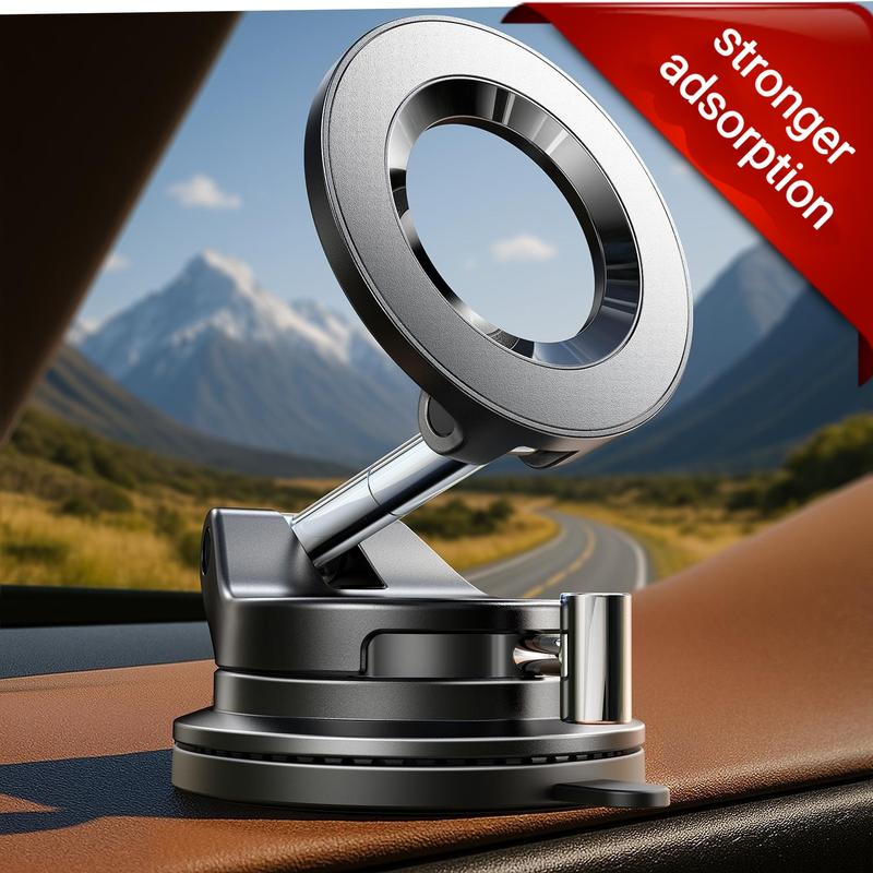 LISEN  Retractable Car Phone Mount - 360° Magnetic Holder with Vacuum Suction Base, One-Touch Secure Lock, Ultra Compact Design (No Charging)