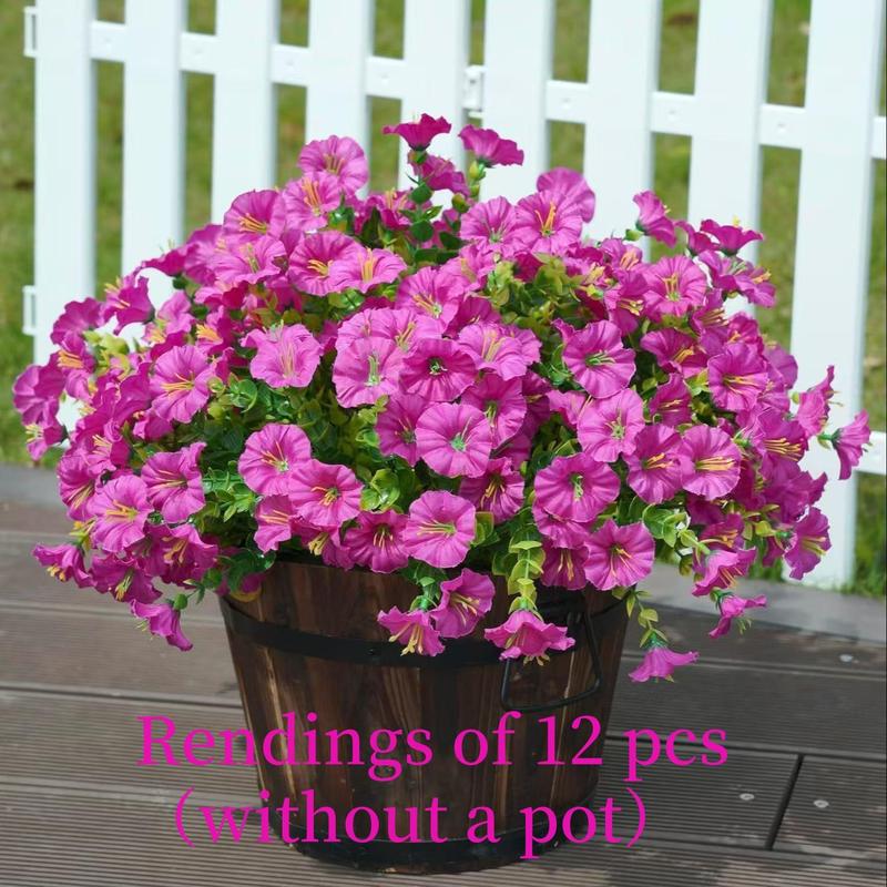 Artificial Flower, 12pcs/set Simulated 7-head Eucalyptus Morning Glory Fake Flower, Decorative Flowers for Home Garden Outdoor Decoration, Artificial Mixed Flower