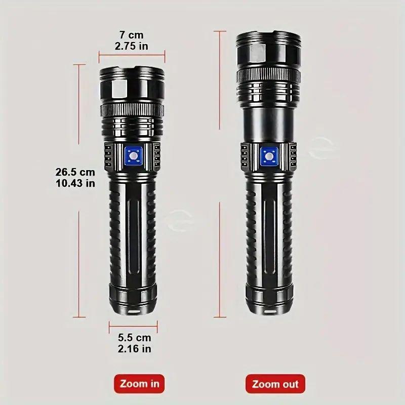 1pc Rechargeable LED Flashlights, With 5 Lighting Modes, Long Lasting Powerful Handheld Bright Flashlight For Emergencies Camping, Rescue, Hunting, Inspection, Repair Outdoor Running, Hunting, Camping, Hiking