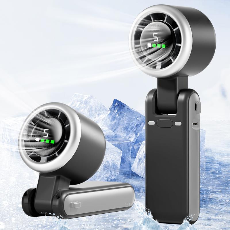 3-in-1 Handheld Turbo Cooling Fan - 5-Speed Wind Battery Powered, Portable Type-C for Outdoor Activities, Travel & Gifts