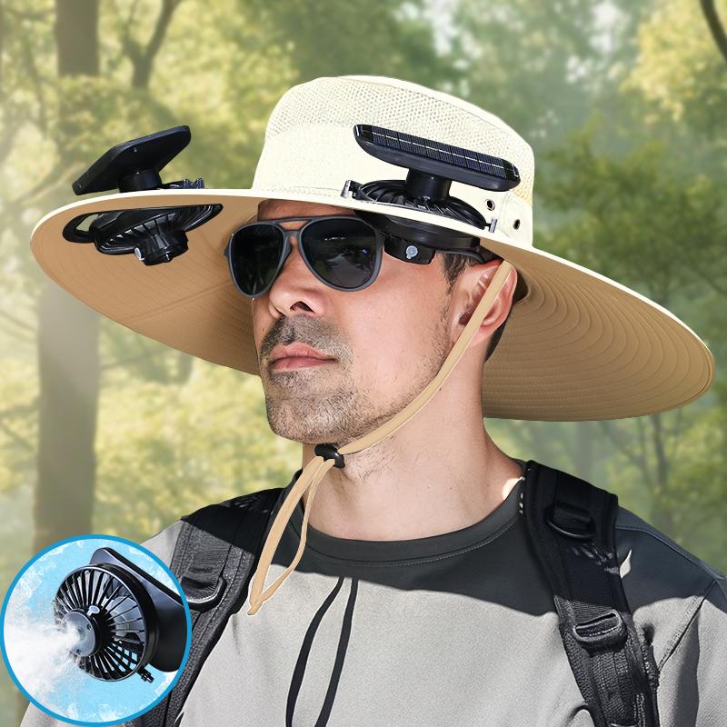 2025 New Solar Fan Outdoor Fishing Hat-Unisex Fishing Solar Fan Hat, Fisherman's Hat with Built-in Fan, Fisherman's Hat with Built-in Spray，Suitable for Fishing, Hiking, Camping, Fathers Day Gift
